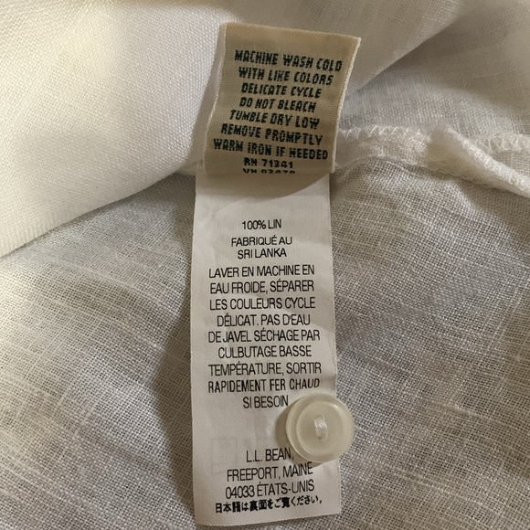 LL Bean linen tuxedo shirt machine washable - Picture 5 of 5